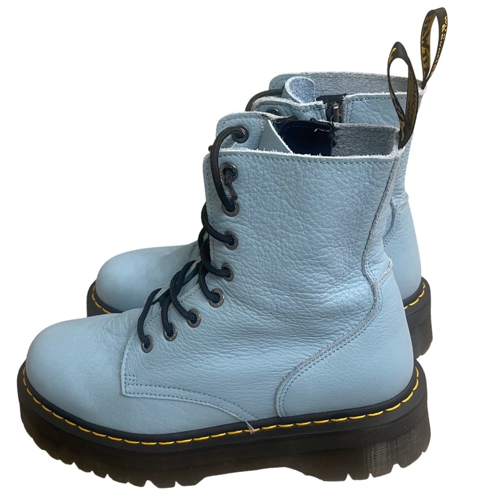 Dr Martens Jadon III Pisa Leather Platform Boots Light Blue womens 12 Men 11 EUC